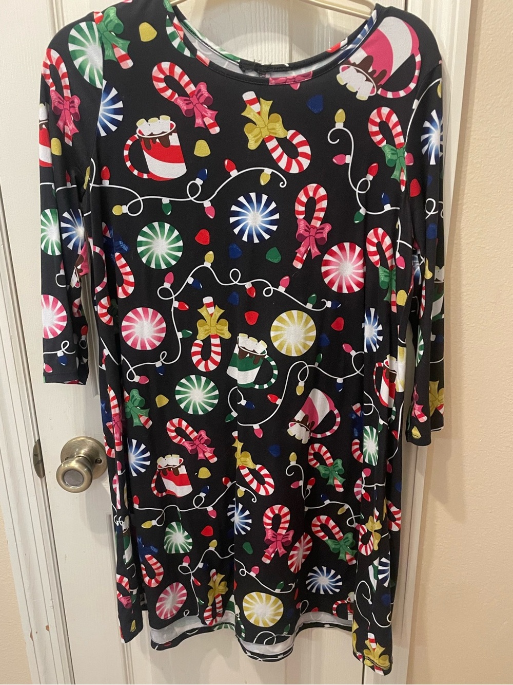 Kids Christmas Candy Cane Print Dress